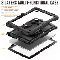 Housse de tablette de béquille à poignée rotative pour Lenovo Tab M11 TB330FU Pad 2024 TB331FC étui rigide robuste de protection en silicone