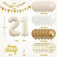Grand ballon en aluminium métallisé doré en forme d'étoile de 32 pouces, ensemble de décoration d'anniversaire avec chiffres, écologique, durable, pour intérieur