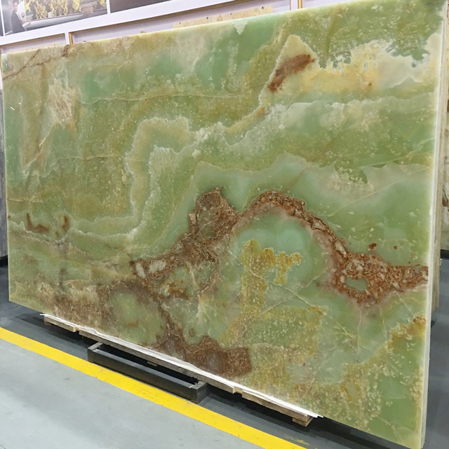 Goldtop ODM/ODM Onix Marmol Natural Stone Green Onyx Marble Polished Big Slab for Modern Villa Table