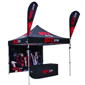 Tenda espositiva per esterni 3x3m con telaio in alluminio esagonale con logo personalizzato stampato