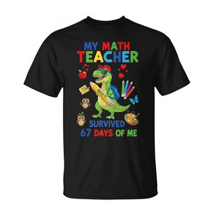 Mi profesor de matemáticas sobrevivió a 67 días de mi comportamiento, camiseta con diseño de dinosaurio para niños, diversión escolar - Product Image 2