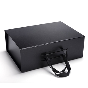 Precio de fábrica de gran lujo plegable negro caja de embalaje de papel blanco de cartón personalizado magnético caja de regalo con cinta - Product Image 2
