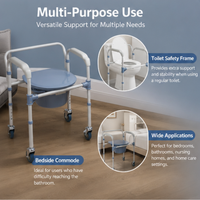 Chaise de toilette pliable en acier pour personnes âgées avec accoudoirs confortables et couvercle - Équipement médical et soins - Ventes flash
