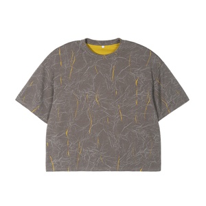 เสื้อยืดผู้ชายทรงบ็อกซี่ แขนสั้น ผ้าคอตตอนผสม คุณภาพสูง ลายดอกไม้เบิร์นอิน สไตล์สตรีทแฟชั่น ป้องกันแสง<span class=keywords><strong>แดด</strong></span> - Product Image 1