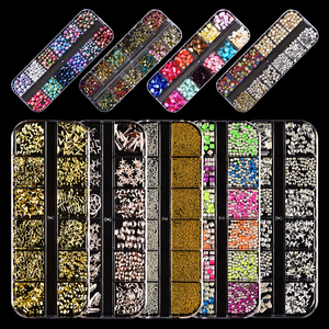 60 Boîtes Accessoires de Gros Autocollants d'Ongles Décorations Bijoux Alliage Métal Pierres Précieuses <span class=keywords><strong>Strass</strong></span> pour Ongles Breloques 3D Nail Art - Product Image 1
