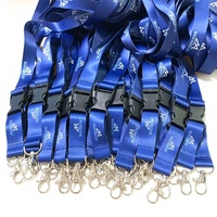 Prix de gros promotionnel Polyester lanière expédition rapide carte d'identité bleu porte-clés lanières avec Logo personnalisé