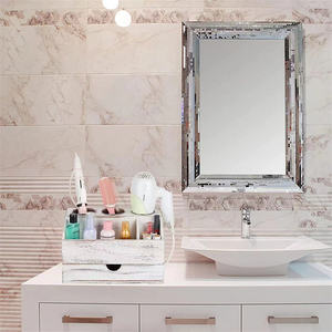 Support de sèche-cheveux en bois massif peint écologique et support de rangement pour comptoir de salle de bain - Product Image 6