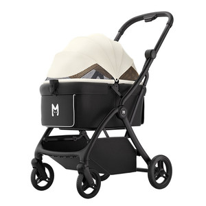 Poussette pour animaux de compagnie avec auvent en maille respirante, chariot à 4 roues pour petits chats, chiens, lapins, voyage - Product Image 1