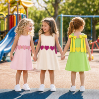 Robes d'été sans manches pour filles, motif cœur et nœud, style princesse, pour enfants, fabrication en gros OEM