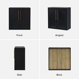 Buffet <span class=keywords><strong>de</strong></span> rangement arqué, meuble d'appoint modulaire, finition chêne <span class=keywords><strong>noir</strong></span> pour salon, cuisine, bar à café - Product Image 5