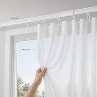 Tringle à rideau télescopique en aluminium, gain de place, réglable sans découpe, silencieuse et fluide, 0,65-5,1 m, petit format, fixation murale ou plafond