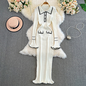 Nuovi Arrivi: <span class=keywords><strong>Abito</strong></span> Autunnale alla Moda con Colletto a Camicia, <span class=keywords><strong>Svasato</strong></span>, a Maniche Lunghe, <span class=keywords><strong>in</strong></span> <span class=keywords><strong>Maglia</strong></span> per Donna - Product Image 1