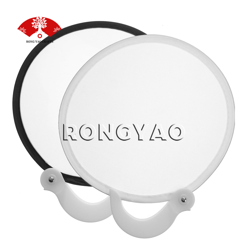 Sublimation Polyester White Foldable Flying Disc Fans 9.8 Inch Sublimation Fans Polyester Black Edge Folding Fan Set with Bag