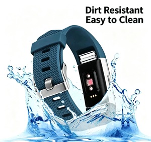 Bracelets de remplacement en acier inoxydable avec boucle à ardillon pour <span class=keywords><strong>Fitbit</strong></span> <span class=keywords><strong>Charge</strong></span> 2 <span class=keywords><strong>HR</strong></span>, design classique, noir/gris – Grandes et petites tailles - Product Image 5