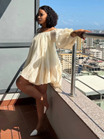 Robe de princesse sexy et tendance à épaules dénudées et manches bouffantes pour femmes européennes et américaines, taille plus