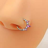 Anting Titanium Zirkon G23 Perhiasan Tindik Hidung Cincin Tulang Rawan Telinga Aksesoris Tindik Tubuh Grosir Berlapis Elektro Bulat