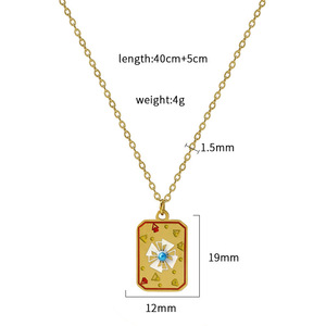 European American Style Enamel Tarot Card Pendant Necklace Stainless Steel Gold Plated DIY Jewelry Gift Occasion - Product Image 4