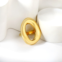 Bijoux de mode, bague géométrique minimaliste, vague irrégulière, ovale, creuse, en acier inoxydable, plaqué or 18 carats, anneaux circulaires pour femmes