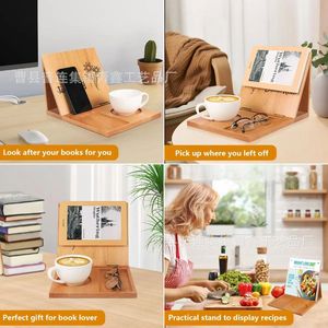 Soporte de escritorio de madera para libros con bandeja para tazas y soporte para vasos para lectura y pausas para el café - Product Image 2