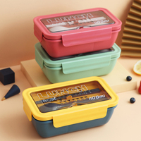 Boîte à lunch bento en plastique étanche scellée au micro-ondes personnalisée avec ensemble de vaisselle pour enfants