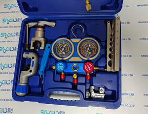 Ensemble de manomètres de réfrigérant de précision R410A R22 à double valve, manomètre antichoc avec tuyaux de charge à <span class=keywords><strong>3</strong></span> couleurs - Product Image 2