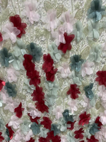 NI.AI Nouvelle Arrivée Broderie 3D Fleurs Paillettes Multicolore Fleur Imprimé Tissu Net Brodé Tulle Dentelle pour Robe LY6614