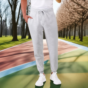 2025 Spring Sporty Mid Drawstring Elastic Waistband Cuffed Ankles <b>Slim</b> Fit Men Solid Color <b>Jogger</b> Pants - Product Image 2