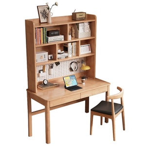 Solid Wood <strong>Desk</strong> with Integrated Bookshelf and Pegboard for Small Apartments Bedroom Study Home Office Model D929 - Product Image 5