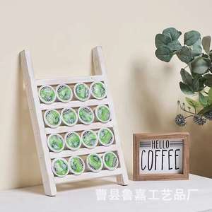 Wooden Coffee Pod Storage Rack <b>Desktop</b> Display <b>Shelf</b> For Office Kitchen Customizable Layers - Product Image 1
