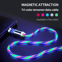 Câble de charge micro USB multifonction 3 en 1, LED lumineux, conducteur en cuivre magnétique, compatible Android/tablette, métal en vrac, IOS