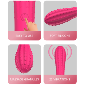 Vibrateur en forme de cactus en silicone texturé, stimulateur clitoridien, vibrations puissantes, baguette de massage corporel, jouets pour adultes pour la masturbation féminine - Product Image 2
