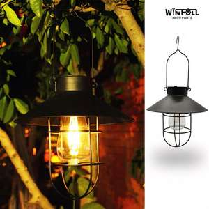 Lanterne de jardin solaire vintage en fer forgé avec ampoule à filament, étanche pour la décoration extérieure de routes, cours et patios - Product Image 3