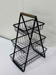 Afternoontime 1 2 3 Tiers Customized Color Metal Iron Classic Adjustable <b>Foldable</b> Vegetable Fruit <b>Baskets</b> Kitchen Counter PY - Product Image 3