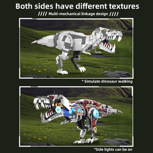 <span class=keywords><strong>Jouet</strong></span> de construction semi-mécanique à manivelle Tyrannosaurus <span class=keywords><strong>Rex</strong></span> avec éclairage, en plastique ABS coloré, coffret cadeau - Unisexe - Product Image 4