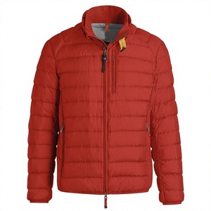 Veste matelassée unisexe rouge coupe ajustée, col montant, fermeture éclair, rembourrage en coton, coupe-vent, séchage rapide, doublure polaire, décontractée, hiver - Product Image 1
