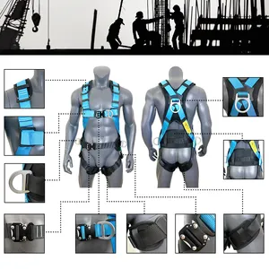 Fall Protection 5 Points Adjustable Ce Safety Belt Safeti Har Strap Belay Polyester Industrial Full Body Safety Harness
