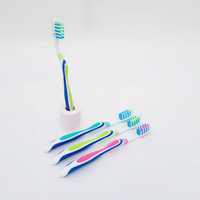 Brosse à dents ergonomique antidérapante avec points, sans BPA, manche en plastique couleur charbon, pour transplantation capillaire oblique, usage domestique adulte