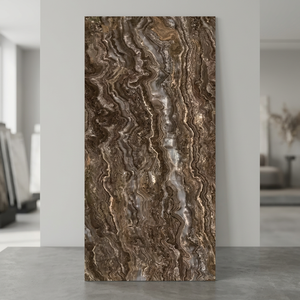 Serabia Brown Polished Glazed Porcelain Tiles Marble Look 24x48inch Premium Floor <b>Wall</b> Slab Tile - Product Image 4