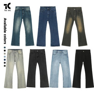 جينز على الطراز الكوري عصري مغسول ومبيض متعدد الألوان اختياري ساق مستقيمة مخصصة قليلا متوهجة - Product Image 6