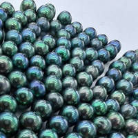 Perles d'eau douce rondes bleues teintées de haute qualité certifiées CMA Tianmeng de qualité AAA de 11 mm, non poreuses, pour la fabrication de bijoux