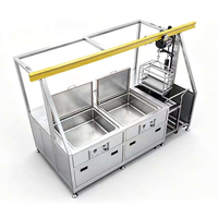 Máquina de Limpieza Ultrasónica de Doble Tanque Totalmente Automática con Brazo Robótico de Grúa Pórtico para Lavado y Desengrasado de Piezas Industriales