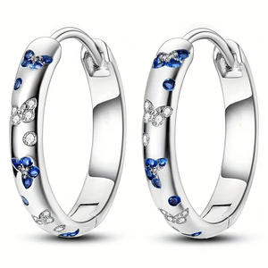 E3849 Pendientes de aro de oro blanco con diseño de mariposa de zafiro para mujer, conjunto de joyería de regalo romántico - Product Image 1