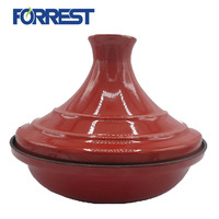 Marmite en fonte marocaine de couleur rouge, fonte émaillée, cuisson en une seule casserole, tajine en fonte marocaine avec couvercle