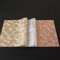Set de table rectangulaire classique en PVC écologique, motif géométrique cercle rayonnant texturé ajouré, résistant à la chaleur et lavable