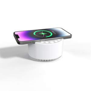 Nuovo Arrivo: Altoparlante BT 4 <span class=keywords><strong>in</strong></span> 1 con Macchina del Rumore <span class=keywords><strong>Bianco</strong></span>, Caricatore Wireless, Supporto Telefono e Macchina per Aiuto al Sonno OEM con 20 Suoni Rilassanti - Product Image 1