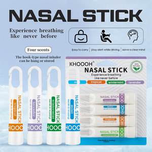 Inhalador Nasal Portátil (Paquete de 4) con Gancho para Llavero, Bálsamo Refrescante de Menta Tropical, Menta de Invierno y Lavanda para una Mente Clara al Conducir - Product Image 1