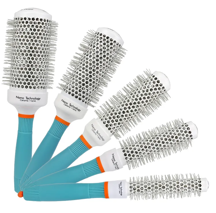 Wholesale Round Ceramic Hair Brush High Temperature Resistance Nylon Boar Bristle Styling Hair Brush