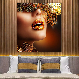 Belle peinture d'<span class=keywords><strong>art</strong></span> <span class=keywords><strong>sur</strong></span> <span class=keywords><strong>toile</strong></span> représentant une femme, <span class=keywords><strong>art</strong></span> moderne doré, <span class=keywords><strong>portrait</strong></span> <span class=keywords><strong>pop</strong></span>, décoration murale pour la maison - Product Image 3