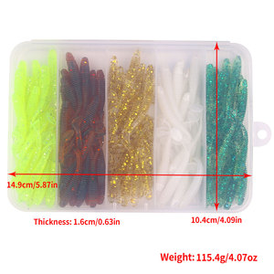 Esca da 100 pz/scatola 5cm T coda per spigola esca per vermi morbidi esca per pesca in gomma siliconica - Product Image 3