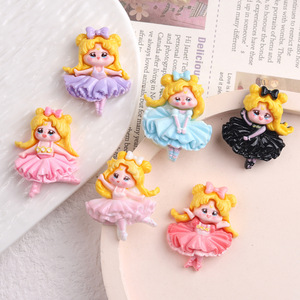 Bambole Kawaii fatte a mano in resina di argilla per fiocchi per capelli su misura Mini principessa di argilla per fiocchi Cabochon - Product Image 1